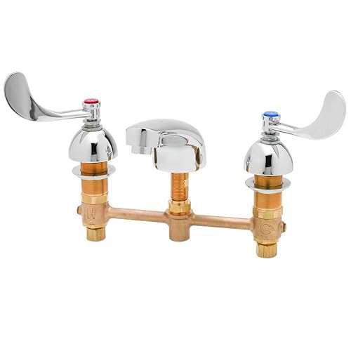 T&S Brass B-2990-WH4-VF05 Cuerpo oculto Centro de 8 pulgadas Caño fundido 4 pulgadas muñeca 0.5 Gpm grifo de lavabo no aireado
