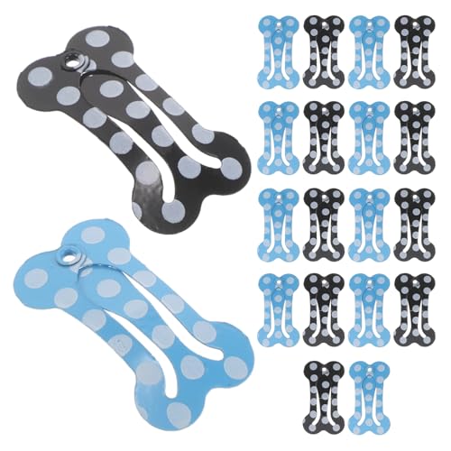 Toddmomy Pinzas Cabello de Mascotas 20 Piezas, Clips para Cachorros Forma de Hueso, 2,5 Cm, Diseño Ligero y Seguro en Negro Puntos y Azul Claro, Accesorios para Perros y Gatos para Cuidado