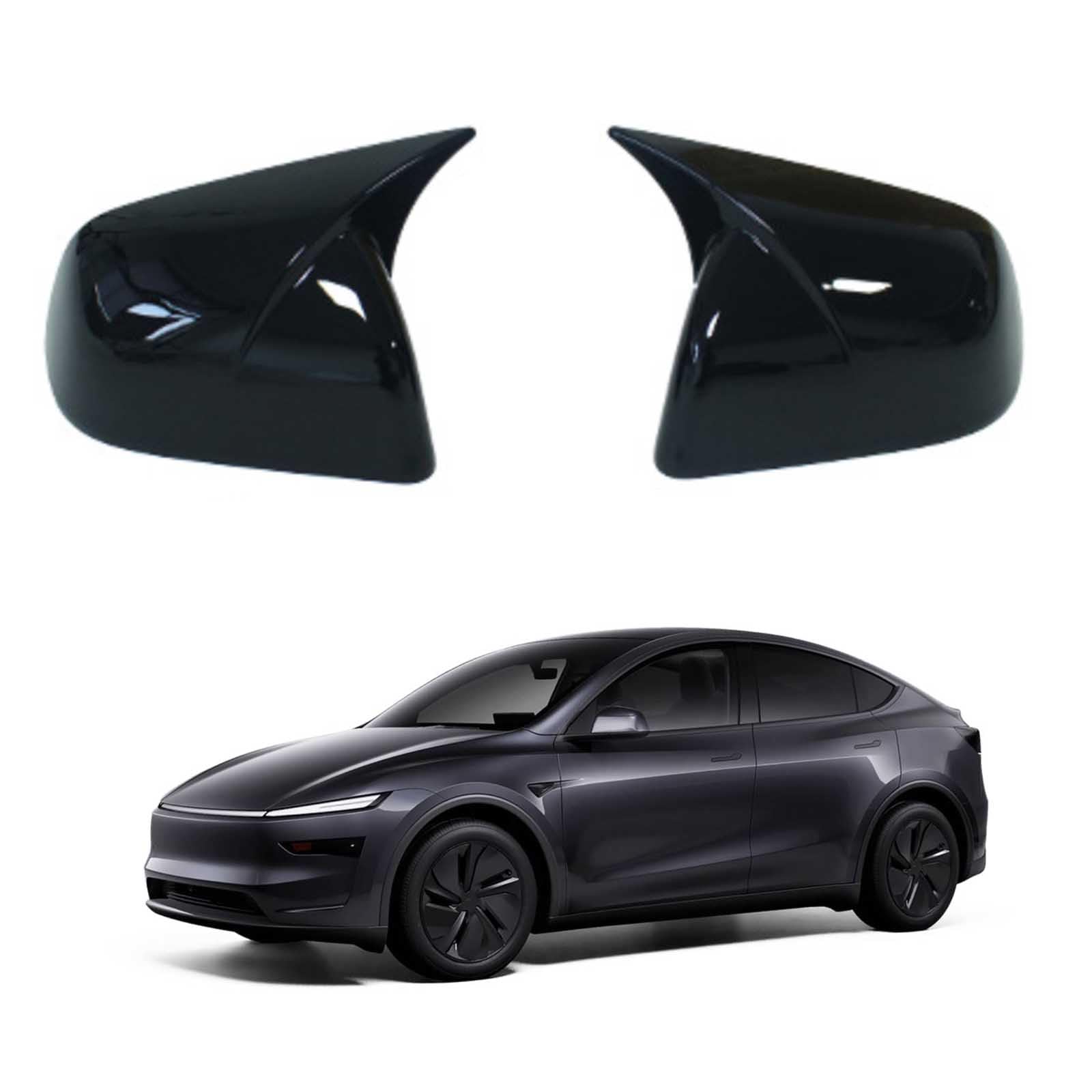 PAPEP Door Mirror Cover Caps for Tesla Model Y 2025, Left Right Side Wing Rearview Mirror Cover Lid 2 Pieces Exterior Styling Accessory,Glossy black