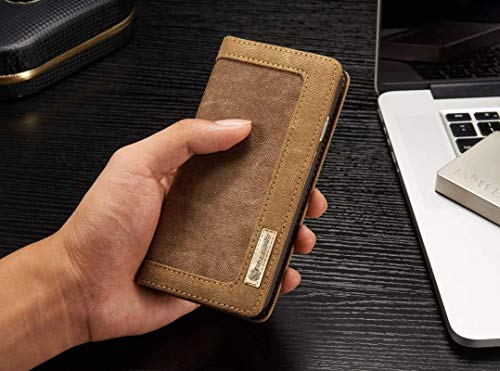 Image of ClickCase Iconic Series for Realme Narzo 20 pro Soft Canvas Denim Cloth Leather Wallet Flip Case Kick Stand with Magnetic Closure Flip Cover for Realme Narzo 20 pro (Beige Brown)
