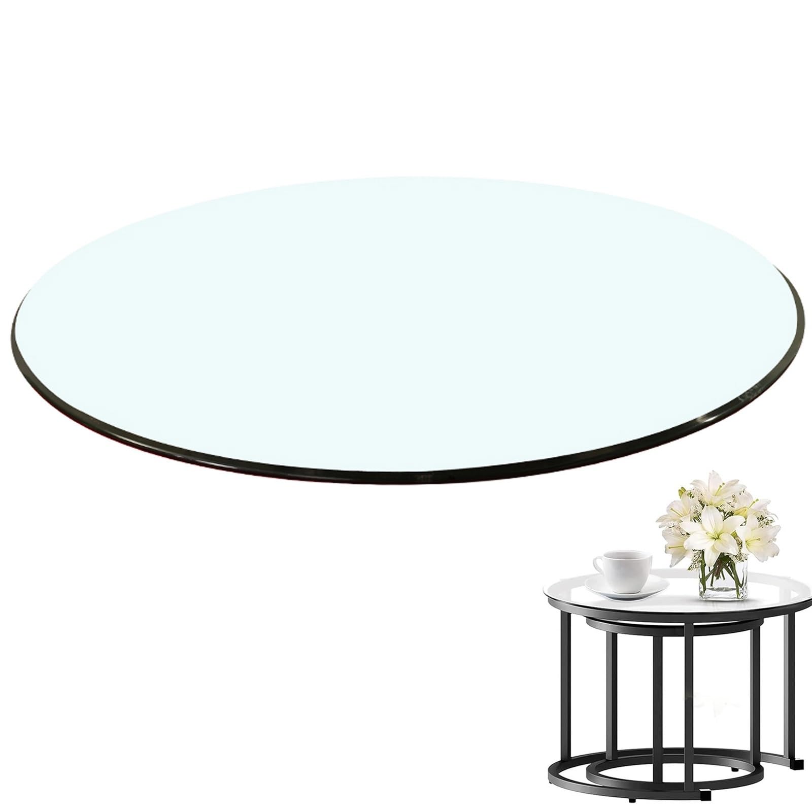 SAGIDAR Round Table Glass Top, Transparent Table Top, Glass Table Top, Round Tempered Glass, 8 Mm Thick Tempered Glass Top, Round Glass Table Top, 18IN 23IN 28IN 34IN 38IN