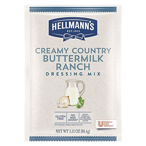 Hellmann's Creamy Country Buttermilk Ranch Salad Dressing Dry Mix Pouch Gluten Free, No added MSG, 3.12 oz, Pack of 18