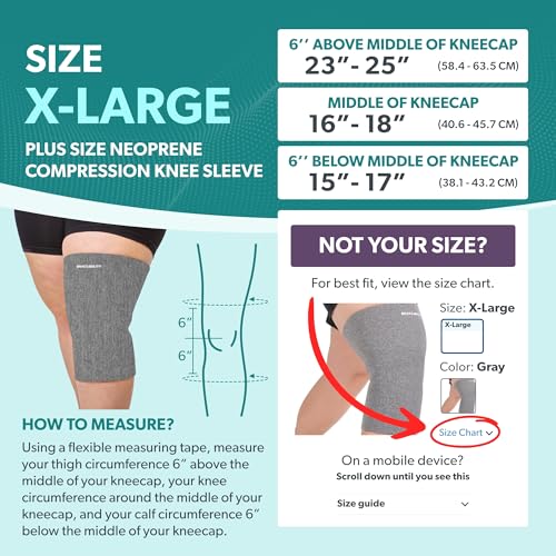 Image of BraceAbility Plus Size Neoprene Knee Sleeve - Knee Compression Sleeve for Large Legs and Big Thighs, Arthritis Joint Pain and Support Knee Brace for Obese - Fits Men and Women (XL - Gray)