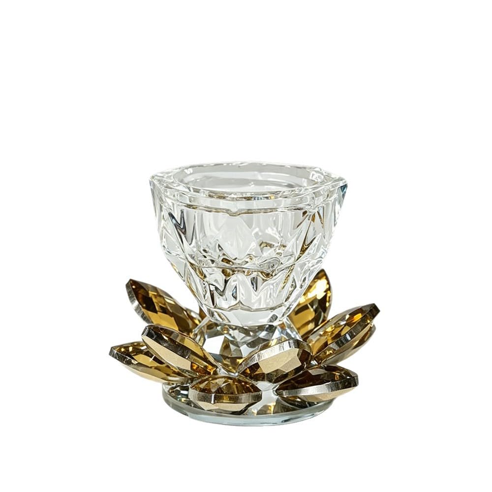 Huffa Gold Crystal Lotus Incense Burner Candle Holder For Wedding Table Decor