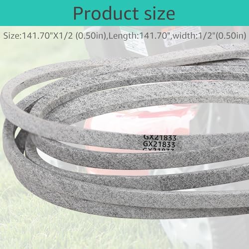 Yubunt Lawn Mower Deck Belt Replacement Part GX21833 GX20571. Compatible with John Deere D160, D140, L120, LA145, L130, E140 48 Inchs Deck. (Length 141.7 in) - Image 3