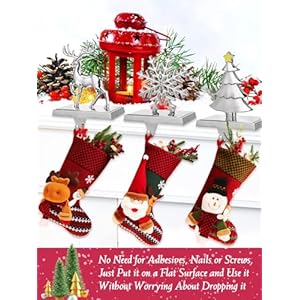 EBANKU Christmas Stocking Holders, Set of 4 Silver Stocking Hangers Snowman Snowflakes Christmas Tree Deer Mantel Hanger for Fireplace Mantle Christmas Decorations EBANKU Christmas Stocking Holders Set of 4 Silver Stocking Hangers Snowman Snowflakes Christmas Tree Deer Mantel Hanger for Fireplace Mantle Christmas Decorations