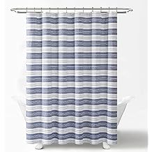 Shower Curtain for Bathroom with Hooks 72x72 inches Bathtub Curtain,Stripe Navy