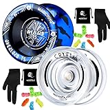 Pack of 2 Yoyos T5 Black Blue Unresponsive Yoyo Alloy YoYo＋K2 Crystal White Responsive Plastic...