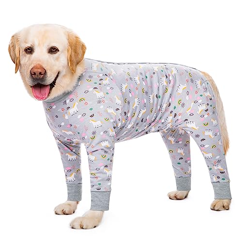Recovery Suit for Large Medium Dogs After Surgery, Soft Breathable Anti Licking Dog Onesie E-Collar & Cone Alternative, Pet Bodysuit for Preventing Hair Loss Full Cover Wound(3XL, Grey Pony)