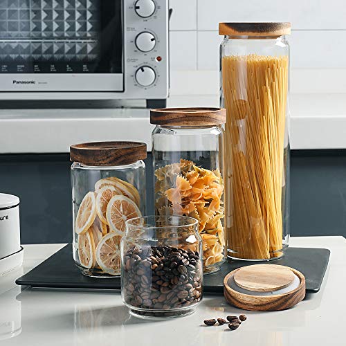 Sweejar 16 Oz Glass Food Storage Jar With Lid(Set Of 3),Airtight Canisters For Bathroom,Kitchen Container With Bamboo Cover For Serving Tea, Coffee, Spice And More #TOP3