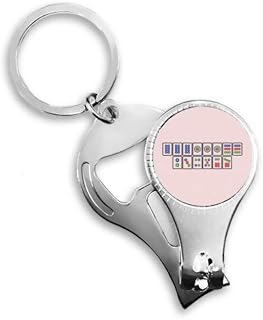 Flush Suit Mahjong Tiles Nail Nipper Ring Chaveiro Abridor de Garrafas Cortador