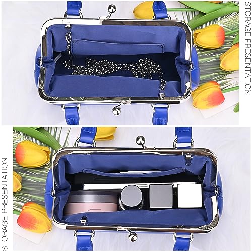 Image of GM LIKKIE Kiss Lock Purses and Handbags, Vintage PU Leather Clutch Purses for Women, Top Handle Evening Handbag