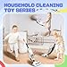 SMILESSKIDDO Kids Vacuum - Cordless Toy Vacuum with 2 Nozzles, Realistic Sounds & Ball Popping, Kids Cleaning Toy Housekeeping Set (White)