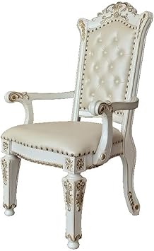 Acme Furniture Set of 2 Upholstered Arm Chair, Antique Pearl