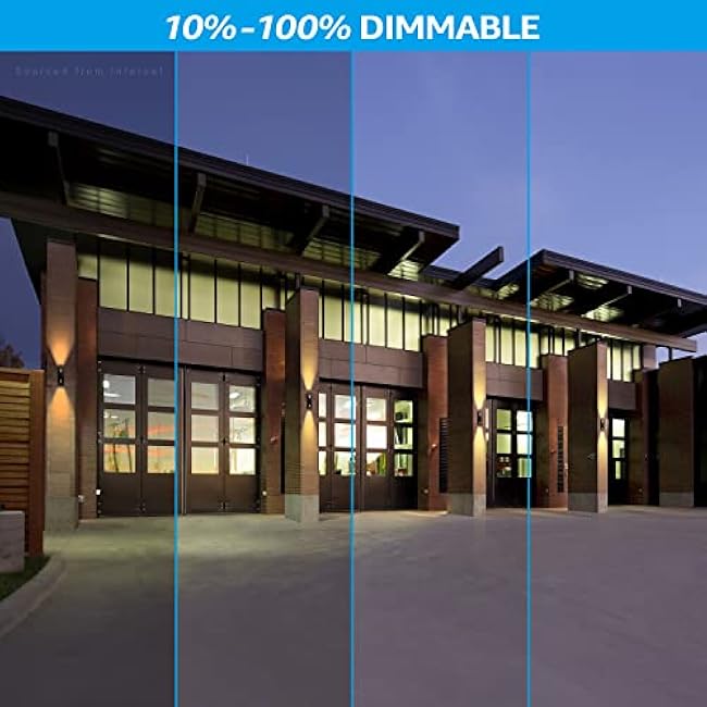 LEONLITE Dimmable LED Up Down Wall Light, 100-277V, CRI 90+, UL Listed IP65 Waterproof, 10%-100% Dimmable for Commercial Outdoor, 14 Inch Modern Porch Light, 1200LM 3000K, Pack of 2