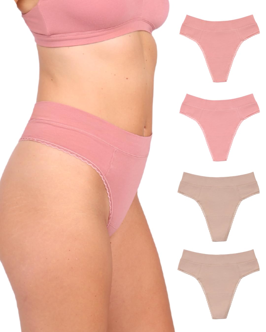 La Coochie Organic Cotton High Rise Thong Underwear 4 Pack