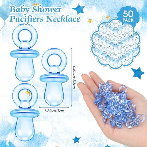 Image of Thyle 51 Pcs Blue Bear Pacifier Hunt Baby Shower Games Include Neutral Bear Themed Hunt Sign and 50 Acrylic Pacifiers for Blue and Brown Baby Shower Game Decoration Gift Sets Gender Reveal Party Decor