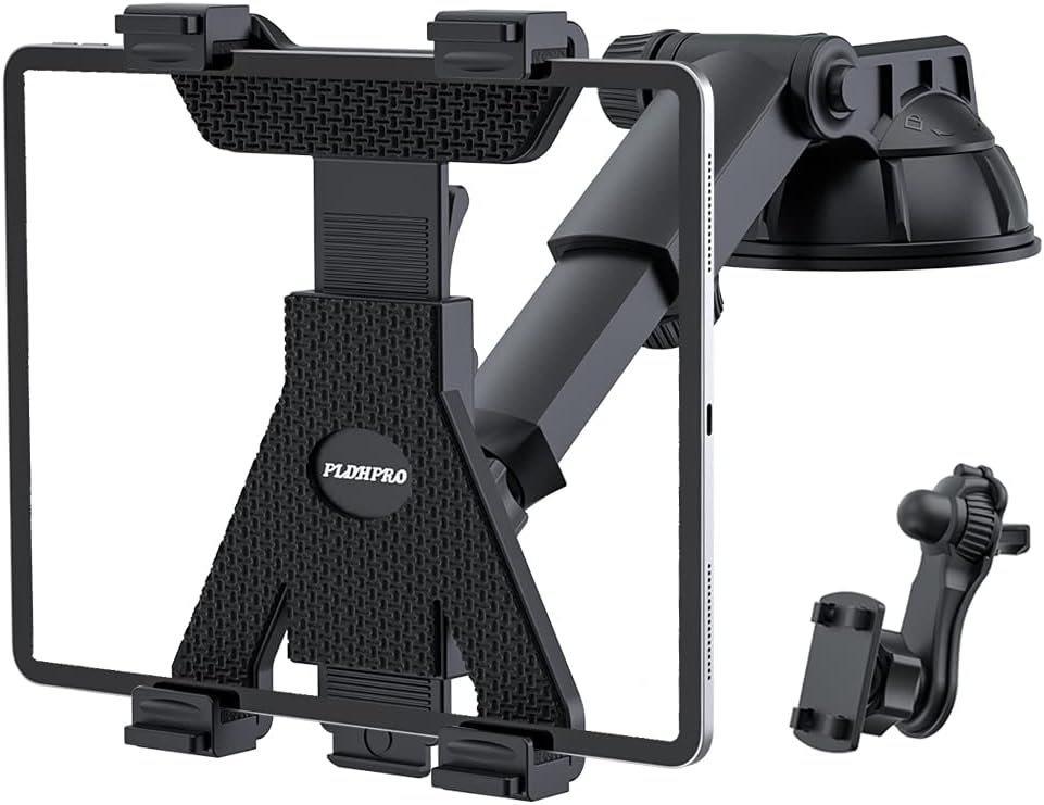 PLDHPRO Tablet Holder for Car Mount, 2-in-1 Car Air Vent,Dashboard Windshield Mount,360° Rotation Adjustable for iPad Air/Mini, Nintendo Switch,Samsung,Tablets 6"- 10.5",TPU Suction Sticky Gel