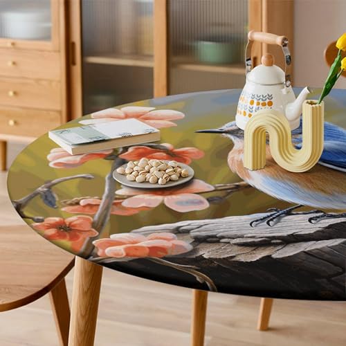 Nappe ronde ajustée Eastern Bluebird imperméable pour table de pique-nique - 7