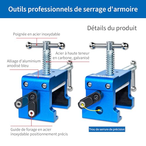 Lot de 4 pinces d'armoire serre-joints pour installation précise - 4