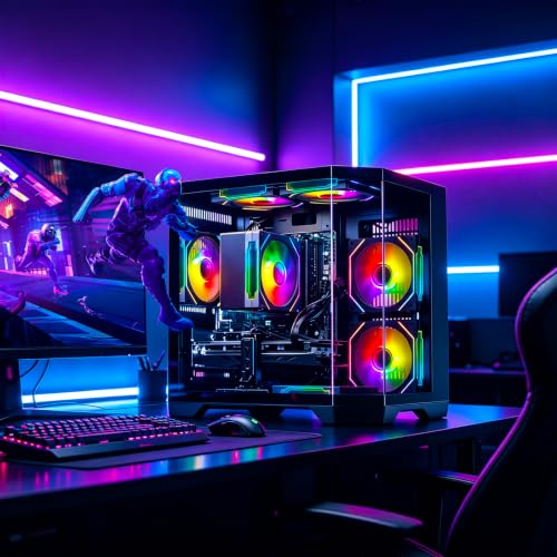 Image of Gaming PC Desktop Computer, GeForce RTX 3050 8GB GDDR6, Ryzen 7 4700LE | 16GB DDR4 RAM, 512GB NVMe SSD, WiFi 6 Prebuilt Tower for Gaming, Streaming, Content Creation, Home Office & Students