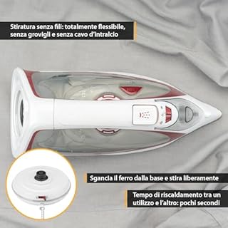 TZS First Austria - Ferro da stiro a vapore senza fili con stazione 2400W - Con serbatoio da 450 ml, sistema antigoccia, temperatura & intensità regolabile e piastra in ceramica - Con vapore verticale