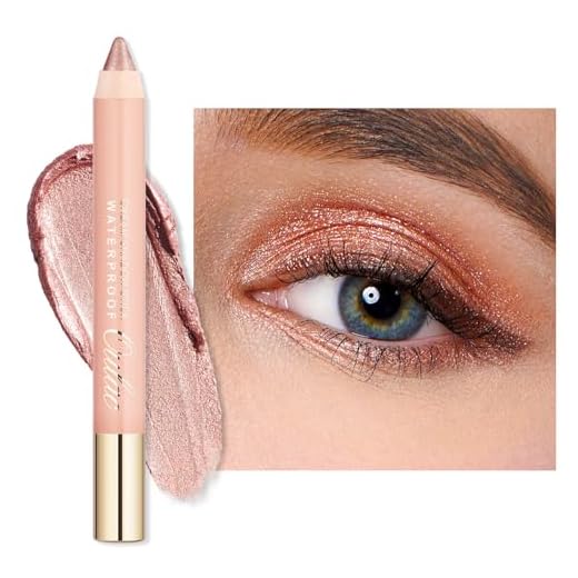 Oulac Palito de sombra Nude Gold – Lápis de sombra altamente pigmentado à prova d'água e de longa duração, acabamento brilhante com glitter, maquiagem para os olhos misturável, beleza vegana 3,8 g