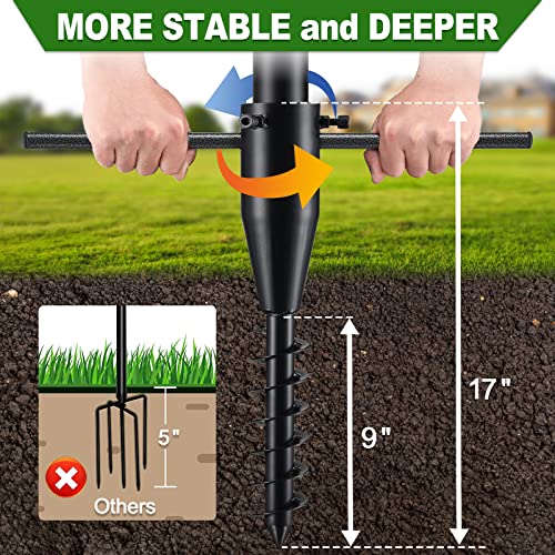 10Ft Outdoor String Light Pole With Spiral Ground Stake, Heavy Duty Rustproof Metal Lighting Stand Post For Outside Patio, Garden, Backyard, Bistro, Beach, Wedding, Christmas, Party Matte Black #TOP1