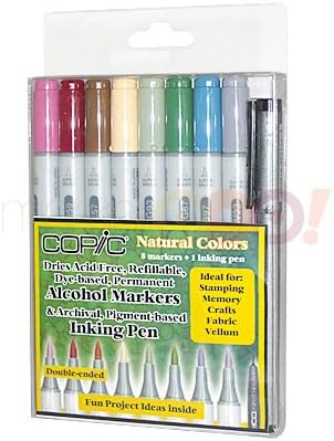 Copic Ciao Marker Set 8 Craft Natural Kit + 1 Multiliner Pen