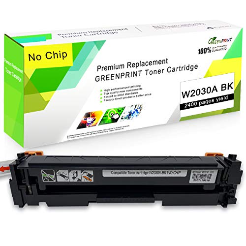 [Sin Chip] Compatible 415A W2030A Tóner Cartucho Negro GREENPRINT 2,400 Páginas para HP Color Laserjet Pro M454dn M454dw MFP M479dw M479fdn M479fdw M479fnw Impresoras, W2030A Negro