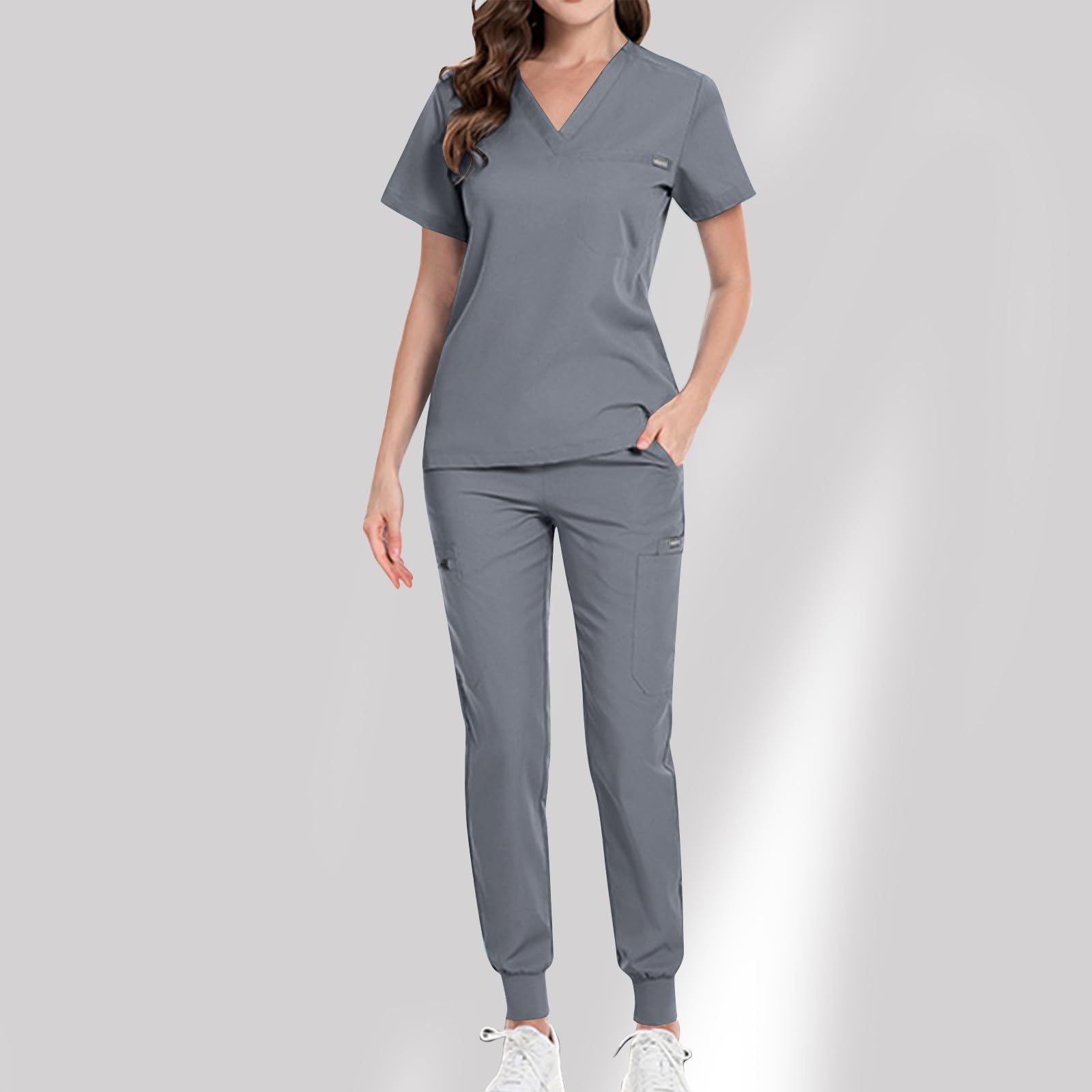 Uniforme MéDicale Unisexes Ensemble Haut Et Pantalons Medicale Blouse Femme/Homme Tenue Aide Soignante VêTement MéDical Tenue Infirmiere Professionnelle Couleur Unie Vêtements de Travail et Uniformes