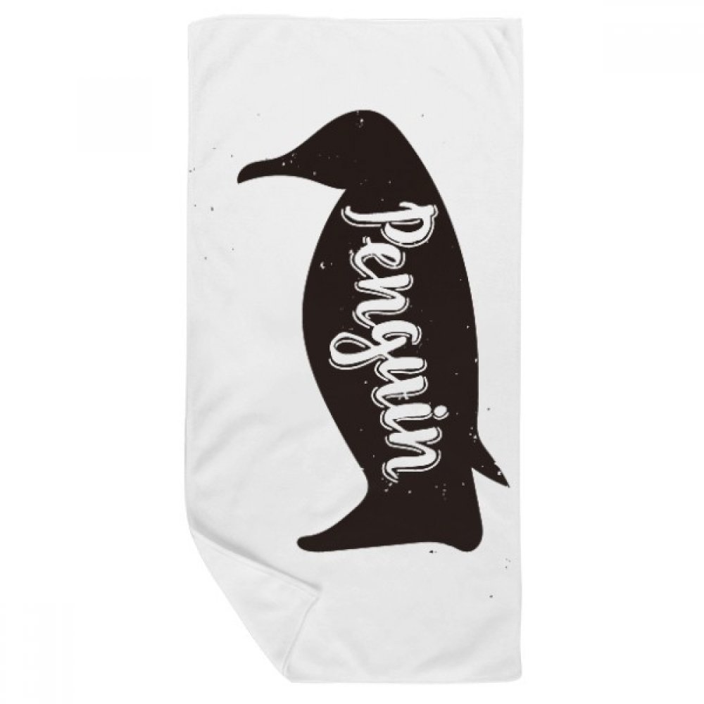 Serviette de bain penguin en noir et blanc 35x70cm douce pour toilette quotidienne