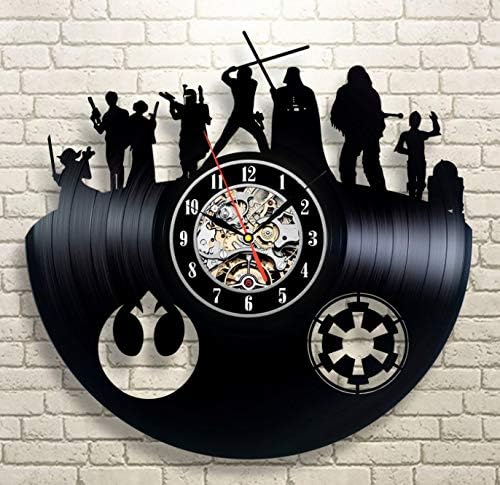 Decorations for Birthday Party Star Wars Wall Clock Large Star Wars LP Clock Film Movie Star Wars Art Unique Gift Idea for Fan Retro Vinyl Record Clock Vintage Wall Clock