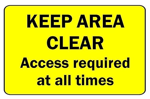 Keep area clear access required at all times safety sign - Self adhesive sticker (300mm x 200mm)