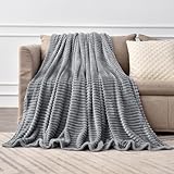 BEDELITE Fleece Throw Blanket for Couch – 3D Ribbed Jacquard Soft and Warm Decorative Fuzzy Blanket – Cozy, Fluffy, Plush Lightweight Gray Throw Blankets for Bed, Sofa, 50x70 inches