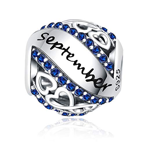 Birthstone Charms for Charms Bracelet 925 Sterling Silver Bead Openwork Charms Fit Pandora Charms Bracelet, Fit Women Wife Mom Christmas Birthday Gift