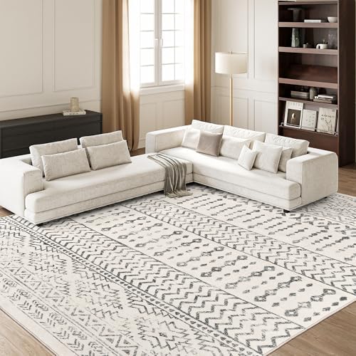 6x9 Area Rugs for Living Room, Large Washable Rug Non Slip, Ivory