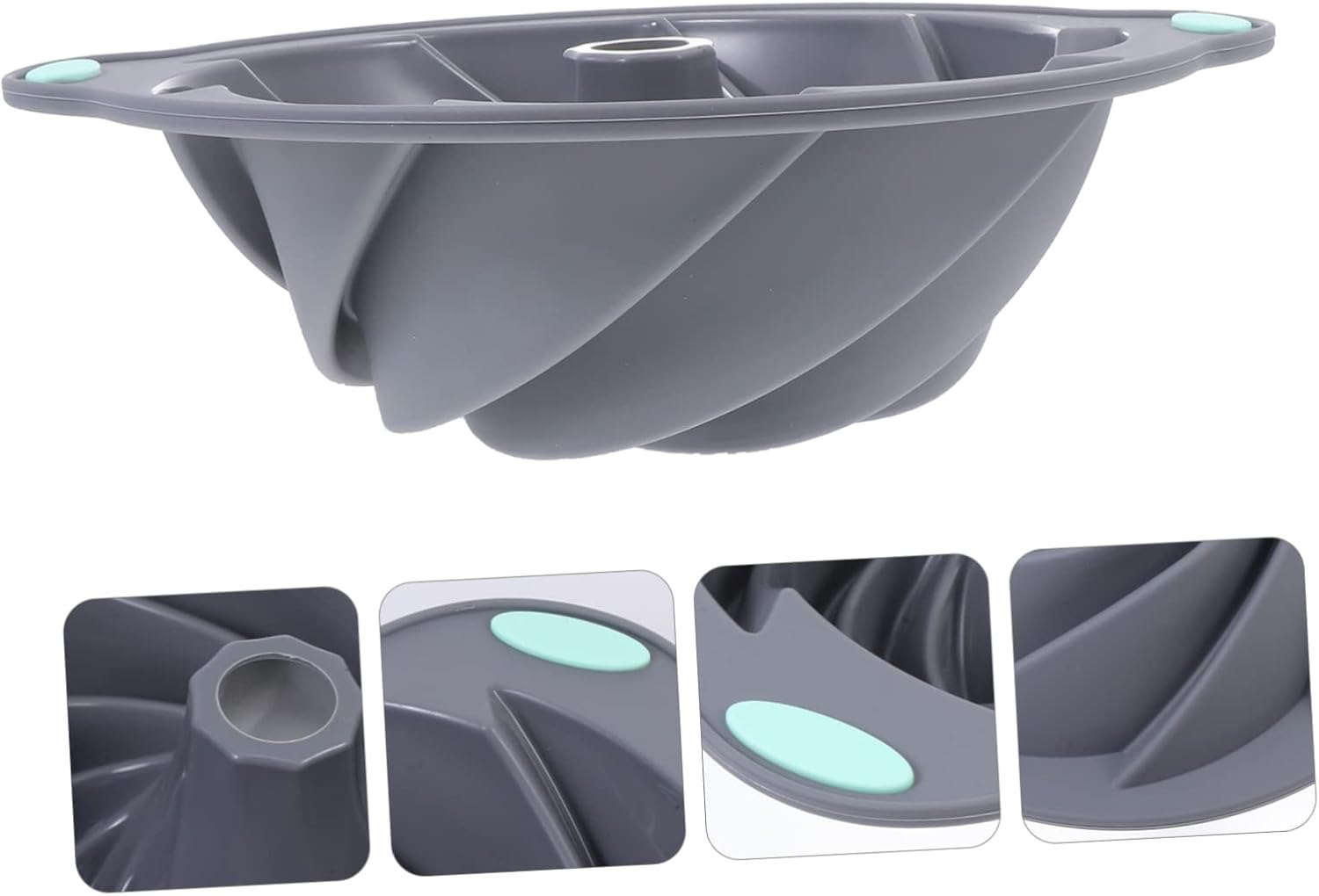 Ciieeo Silicone Chiffon Cake Baking Mold Steel Ring Non-Stick Savarin Bakeware for Oven Baking Light Grey for DIY Desserts and Home Bakers