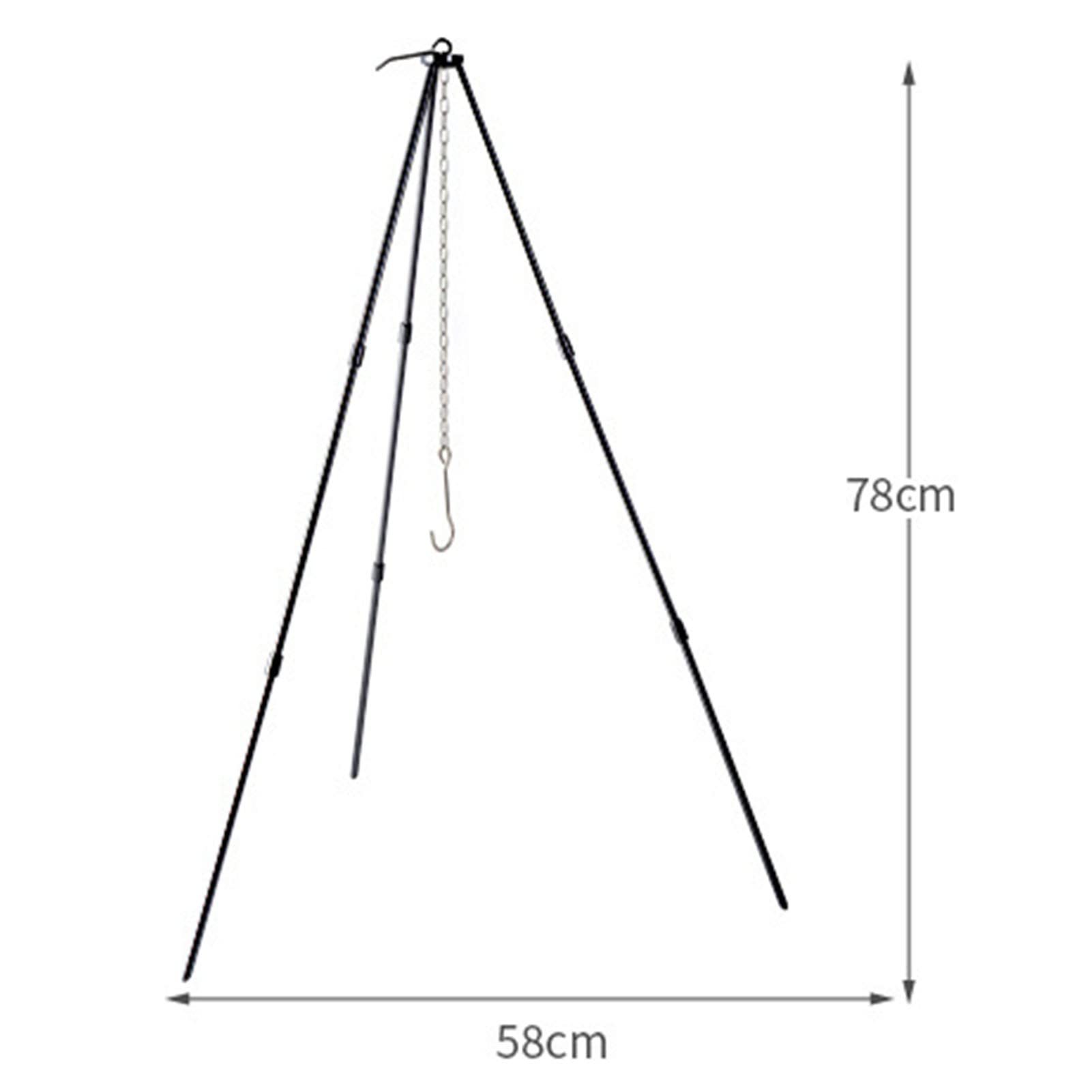 Treppiede da Cucina Pieghevole per Falò - Treppiede in Lega di Alluminio Accessori da Campeggio con Catena E Borsa per Il Trasporto - Ideale per Il Campeggio All'aperto
