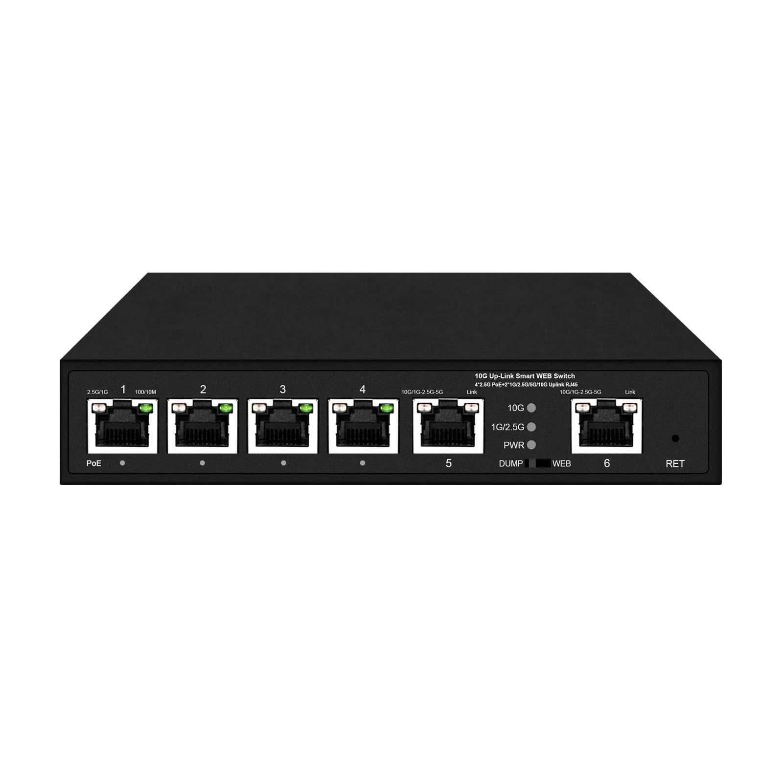 OSHZIKJII 2 * 10G RJ45 Uplink 4 Ports 2.5G P-O//E Switch 802.3bt/at managed(Non POE)