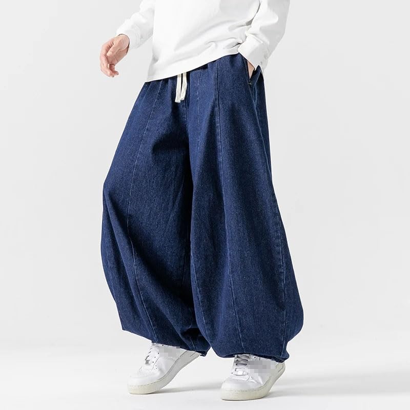 Japanese Jeans Men's High Street Cargo Pants Loose Wide Legs Denim Pants Large Size Hip Hop Male Trousers4