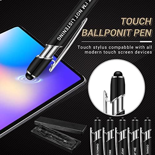 5 Pcs Ballpoint Pens Retractable Metal Rude Pens Black Ink Funny Sarcastic Novelty Pens with Complaining Quotes Gift Box Raffia Grass for Office School Stationery Adults Gifts (Black)