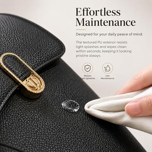 Image of Crossbody Bag for Women Shoulder Handbag PU Leather Satchel Purse with Top Handle Gold Turn Lock Adjustable Strap