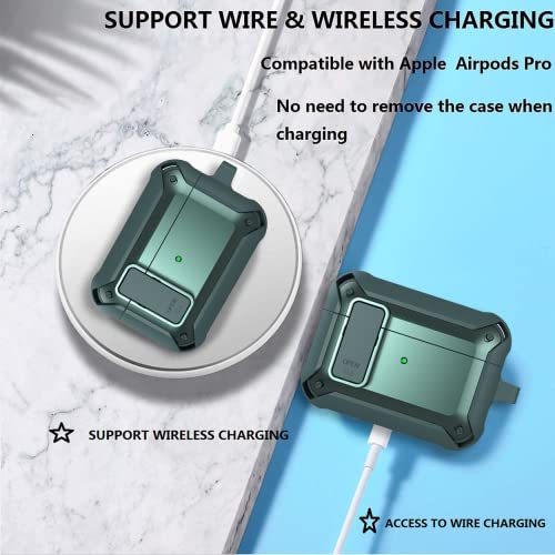 Image of Olytop for Airpods Pro 2 /1 Gen Case Cover with Lock (2019 /2022 /2023), Rugged Locking Case for Airpod Pro 2nd /1st Generation Shockproof Armor Protective Skin for Apple iPod Pro - Army Green