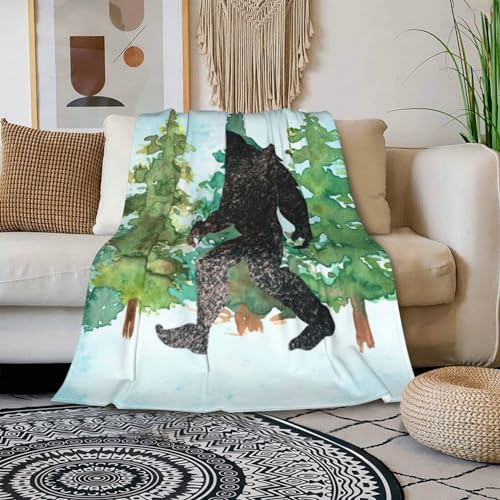 HGOD DESIGNS Sasquatch Watercolor Flannel Fleece Bed Blanket Throw Blanket Lightweight Cozy Plush Blanket for Bedroom Living Rooms Sofa Couch 50"x40" - Image 3