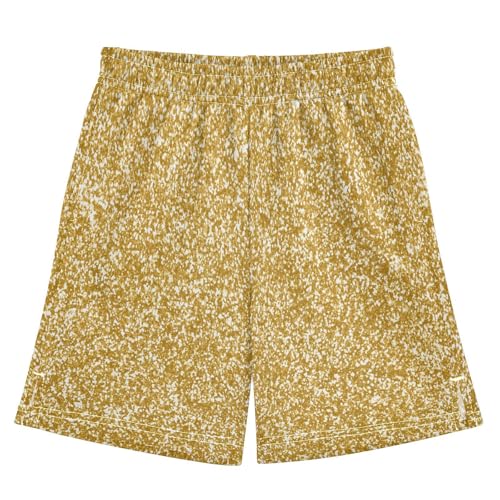 Gold Gliter Sparkle Boys Athletic Shorts Kids Basketball Shorts Gym Short for Summer XL