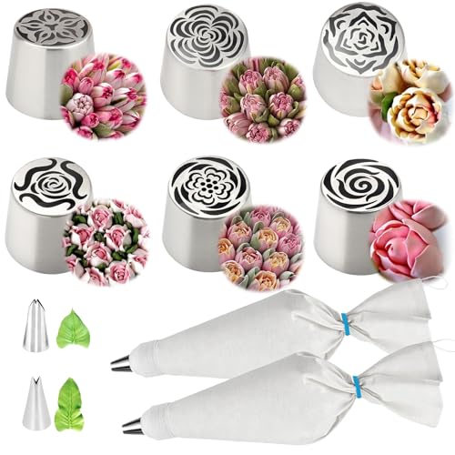 Extra Large Russian Piping Tips 304 Frosting Tip & Reusable Cotton Bags