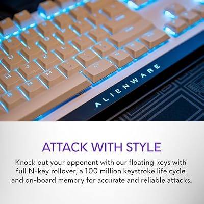 Alienware Low-Profile RGB Gaming Keyboard AW510K Light, Alienfx Per Key RGB Lighting, Media Controls and USB Passthrough, Cherry MX Low Profile Red Switches, Lunar light