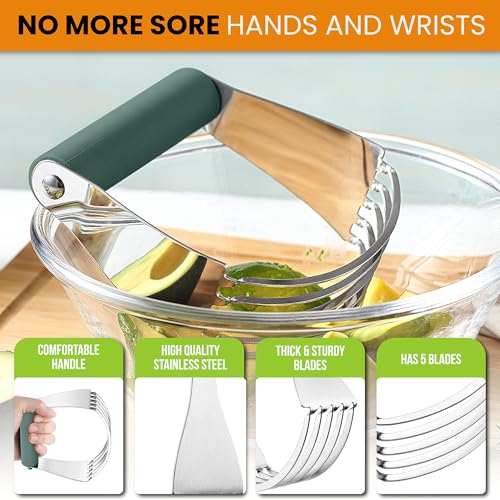 Image of Spring Chef Large Dough Blender For Baking - Pro Pastry Blender, Pine Green