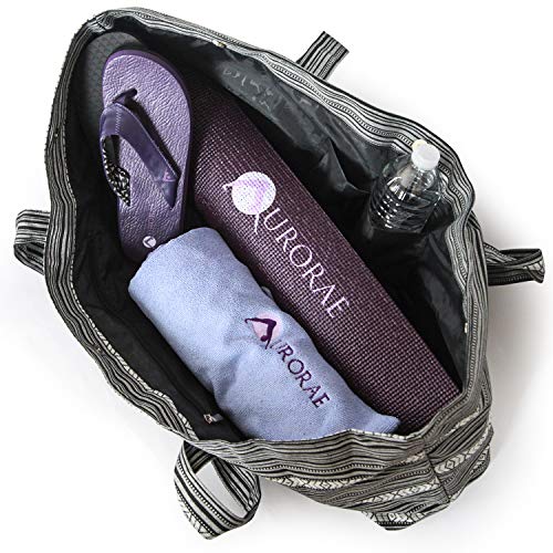 Aurorae Yoga Mat Bag, Fits Most Yoga Mats and Accessories, in Black and White Pattern